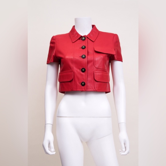 Chanel Red Leather Jacket from 1995 - Picture 2 of 7